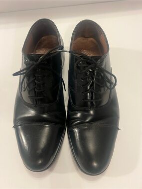 Jos. A. Bank Black Leather Cap-Toe Derby Lace-Up Shoes